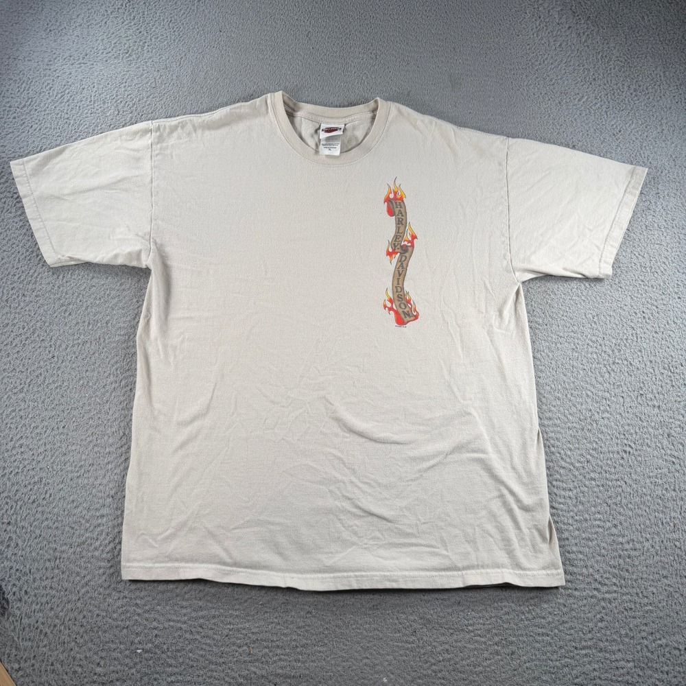 Vintage Harley Davidson Shirt Mens XL Tan Graphic Highland Somerset PA 2005